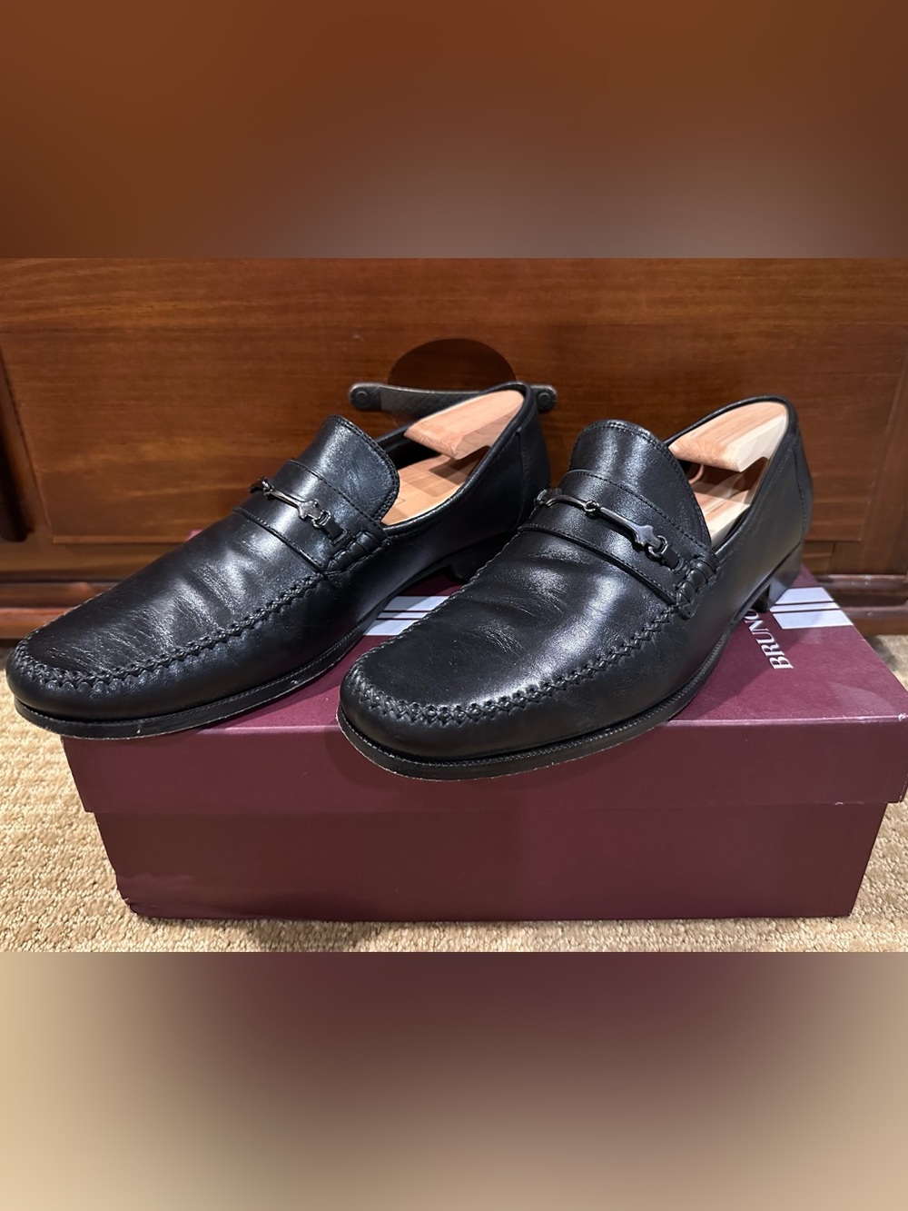 Bruno Magli Men's Black Leather Bit Moccasin Loafers 11.5